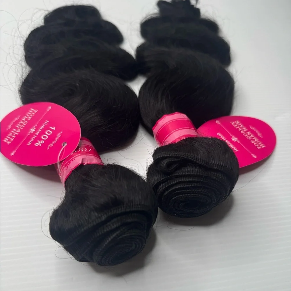 20” 100% Human Hair Body Wave Bundles – Natural Black, Soft Silky Weft Extension